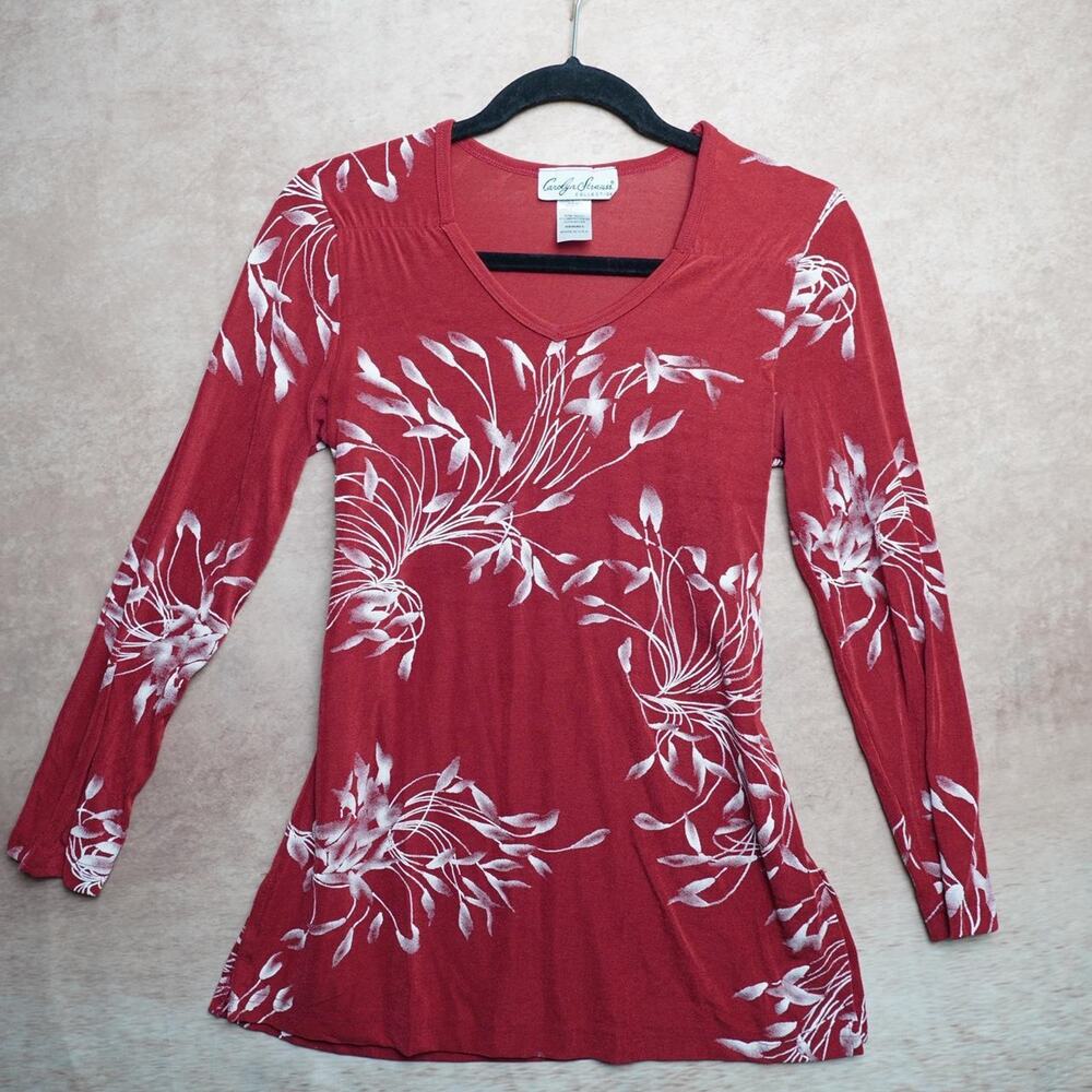 Carolyn Strauss Floral Top Red XS